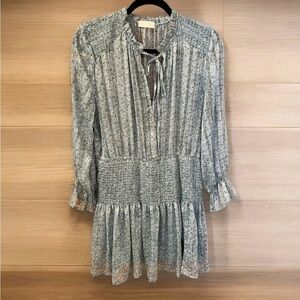 Q2 Shirred Skirt Mini Dress w/Keyhole Detail, Size M, Turquoise, Romanti…